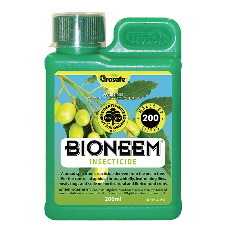 Grosafe BioNeem - Neem Oil Insecticide for Aphids, Thrips, Mites, Mealybug, Whitefly and Scale - 200ml