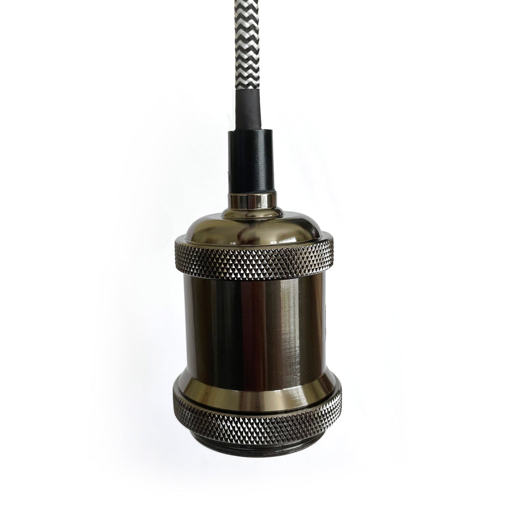 Grow Light Hanging Pendant Cord Kit NZ Plug - E27 60w 2 metres - BLACK WHITE and GUNMETAL