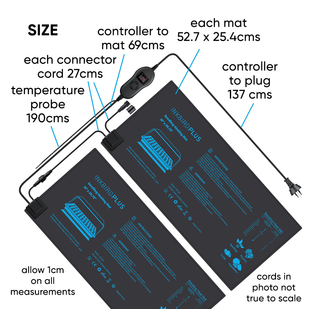 inkbird double master kit heat mat labeled measurements size