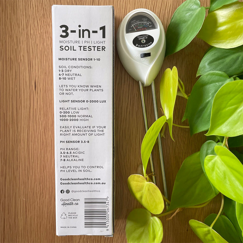 Good Clean Health Co 3-in-1 Soil Tester - White (with box) – lovethatleaf