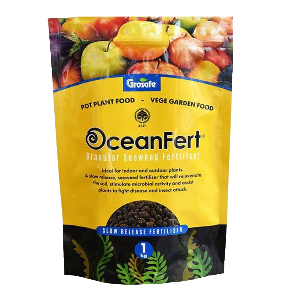 seaweed fertiliser for indoor plants Grosafe OceanFert Certified Organic Slow Release Seaweed Pellets