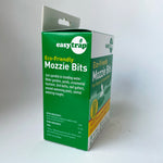 Side of pack of Mozzie Bits Mosquito Bits BTI for Fungus Gnats