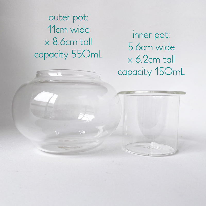 CUP O FLORA Glass Self Watering Pot - Small ROUND (3 colours)